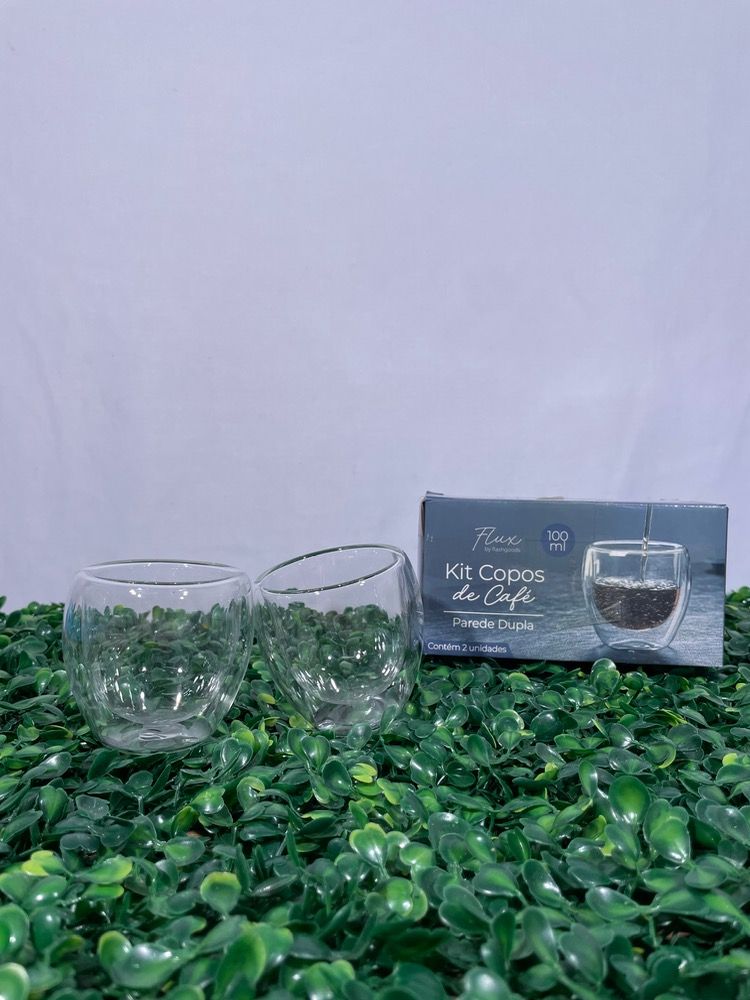 Dois copos duplo borosilicato, dupla camada